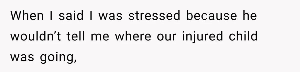 She Lost Her Temper After Her Husband Refused to Tell Her Where Their Injured Toddler Was Taken, and Now Everything Is Falling Apart When I said I was stressed because he wouldn’t tell me where our injured child was going,