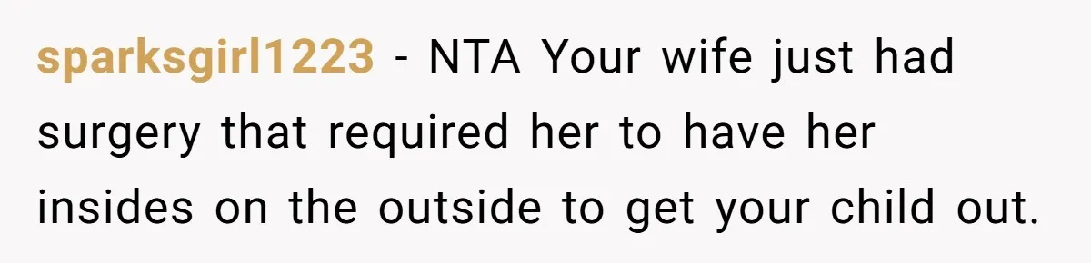 He Told His MIL She Couldn’t Visit the Day Their Baby Was Born, and Now the Family Is Furious sparksgirl1223 − NTA Your wife just had surgery that required her to have her insides on the outside to get your child out.