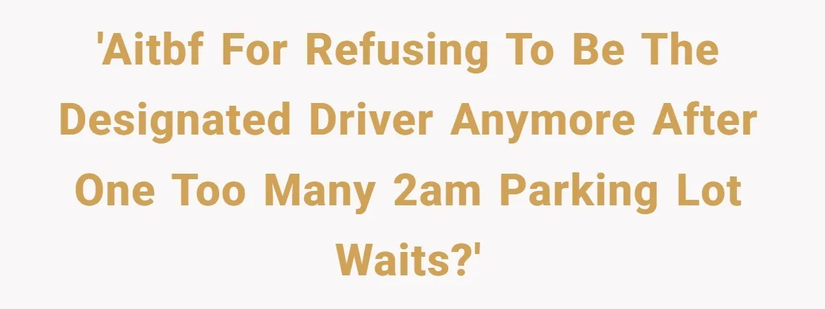 He Finally Refused to Be the Designated Driver After Endless 2 A.M. Waits, and His Friend Group Called Him “Not Down for the Group” 'AITBF for refusing to be the designated driver anymore after one too many 2am parking lot waits?'