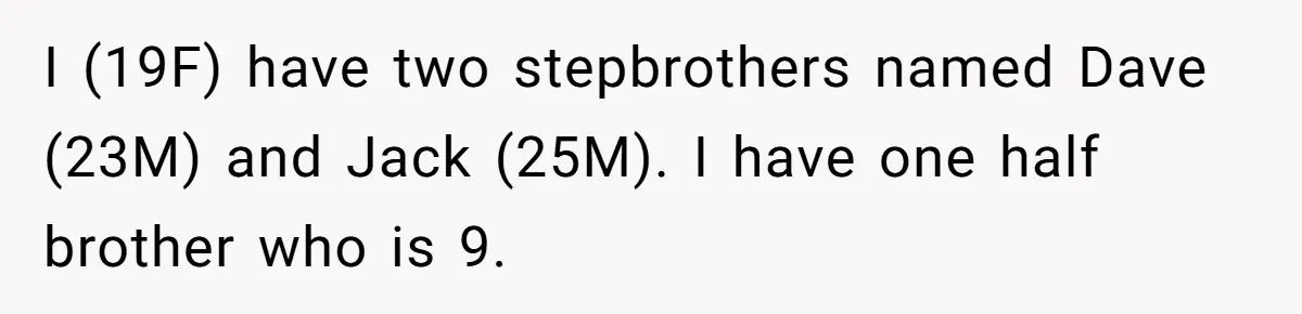I (19F) have two stepbrothers named Dave (23M) and Jack (25M). I have one half brother who is 9.