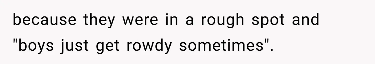 because they were in a rough spot and "boys just get rowdy sometimes".