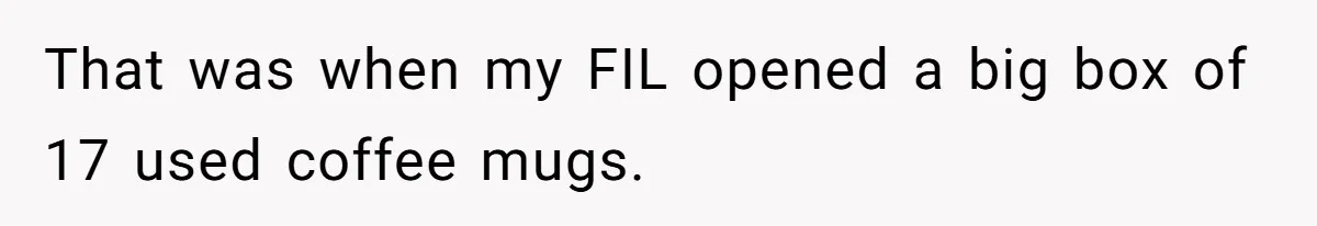 That was when my FIL opened a big box of 17 used coffee mugs.
