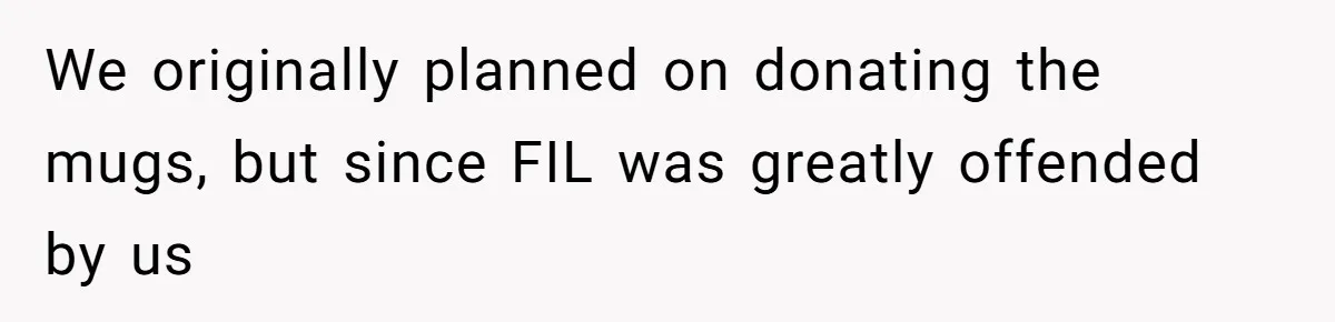 We originally planned on donating the mugs, but since FIL was greatly offended by us