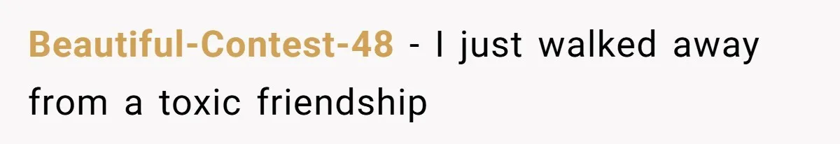 Beautiful-Contest-48 − I just walked away from a toxic friendship