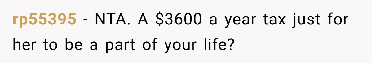rp55395 − NTA. A $3600 a year tax just for her to be a part of your life?
