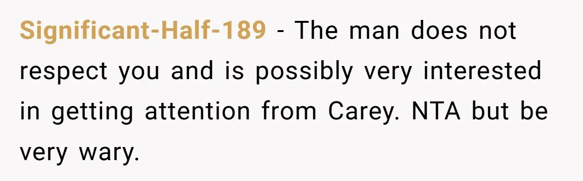 He Told His Coworker His Wife Was “Abusing” Him, Then She Saw the Messages Significant-Half-189 − The man does not respect you and is possibly very interested in getting attention from Carey. NTA but be very wary.