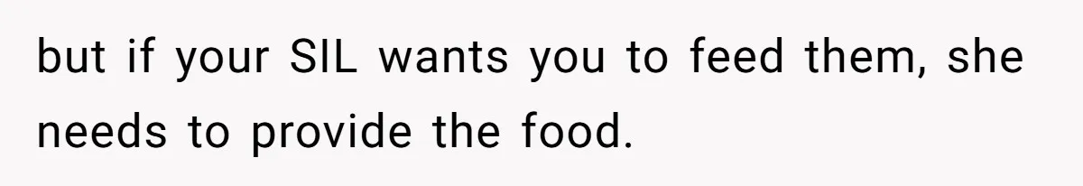 but if your SIL wants you to feed them, she needs to provide the food.