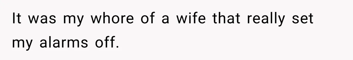 It was my whore of a wife that really set my alarms off.