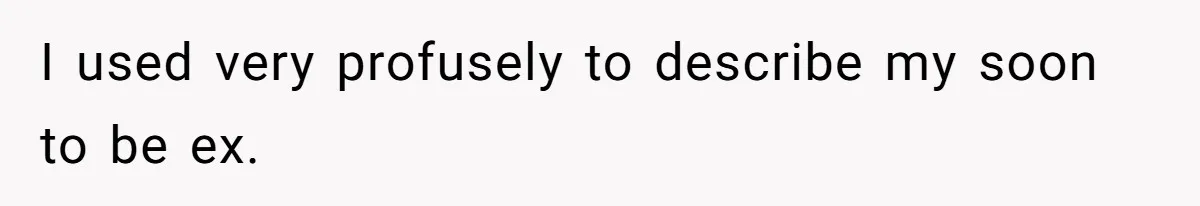 I used very profusely to describe my soon to be ex.