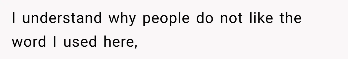 I understand why people do not like the word I used here,