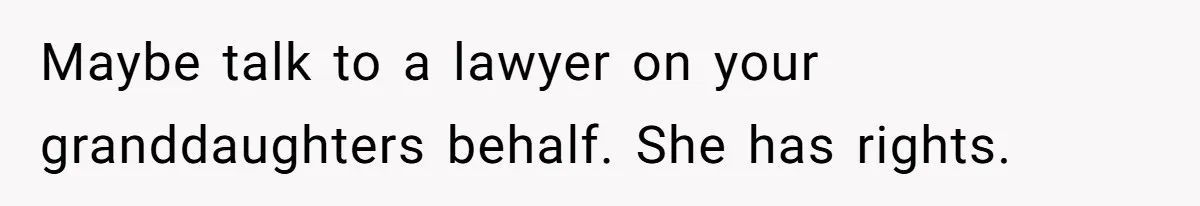 Maybe talk to a lawyer on your granddaughters behalf. She has rights.