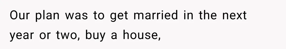 Our plan was to get married in the next year or two, buy a house,