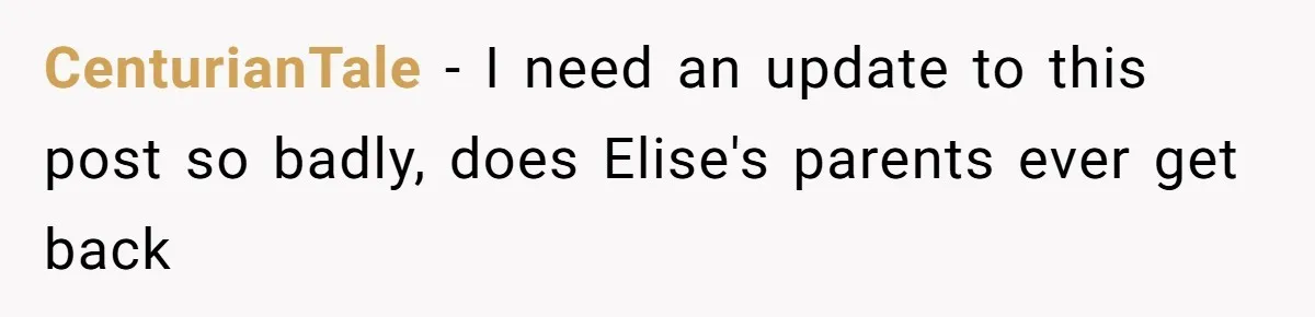CenturianTale − I need an update to this post so badly, does Elise's parents ever get back