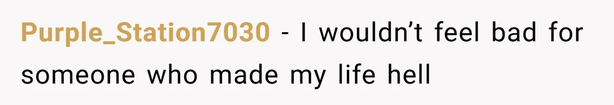 Purple_Station7030 − I wouldn’t feel bad for someone who made my life hell