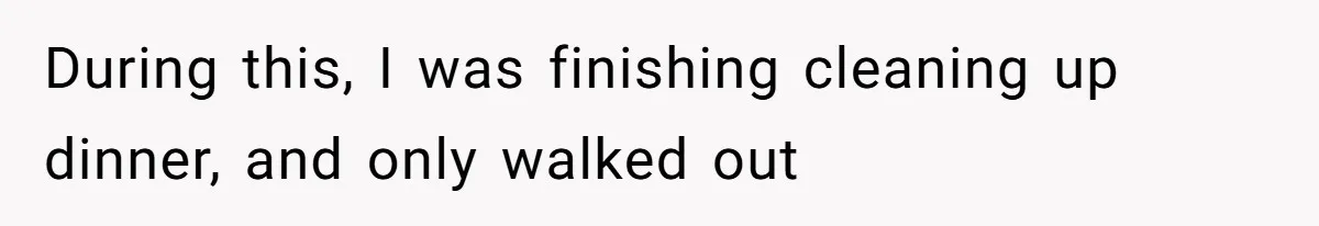 During this, I was finishing cleaning up dinner, and only walked out