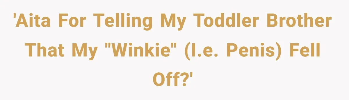 'AITA for telling my toddler brother that my "winkie" (i.e. penis) fell off?'