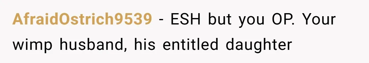 Her Stepdaughter Ignored Her for Years, Then Suddenly Became Warm When She Thought Tuition Money Was Coming AfraidOstrich9539 − ESH but you OP. Your wimp husband, his entitled daughter