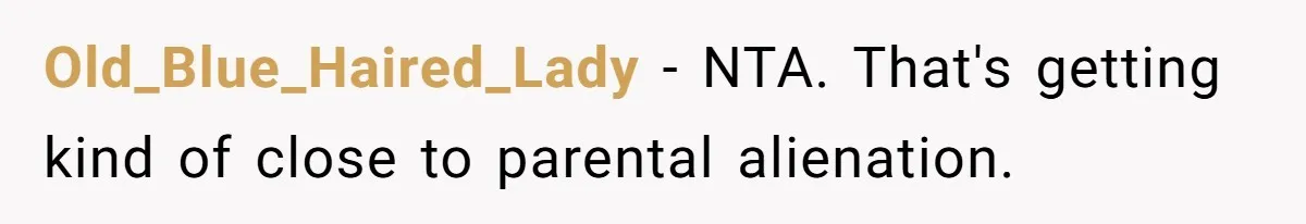 Old_Blue_Haired_Lady − NTA. That's getting kind of close to parental alienation.