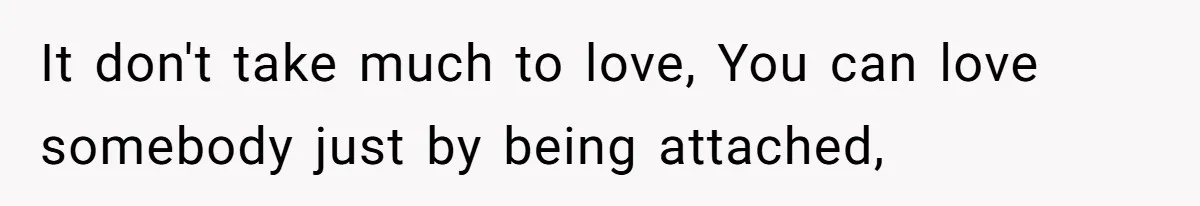 It don't take much to love, You can love somebody just by being attached,