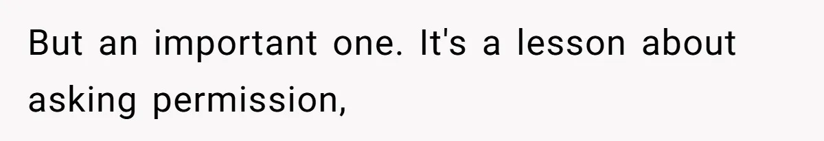 But an important one. It's a lesson about asking permission,