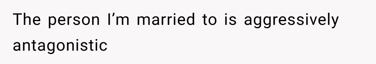 The person I’m married to is aggressively antagonistic