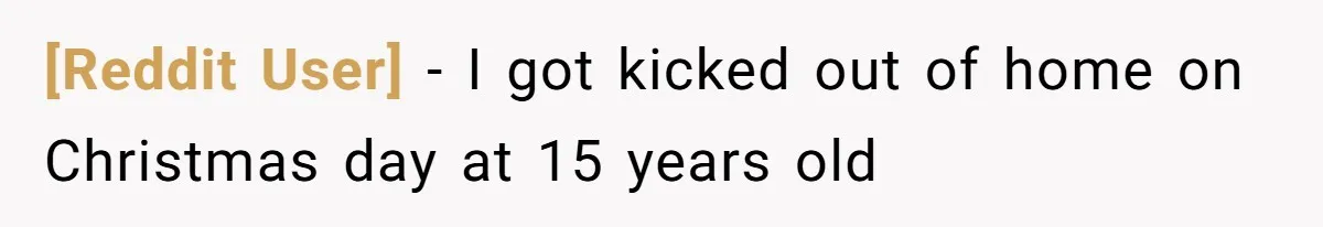 [Reddit User] − I got kicked out of home on Christmas day at 15 years old