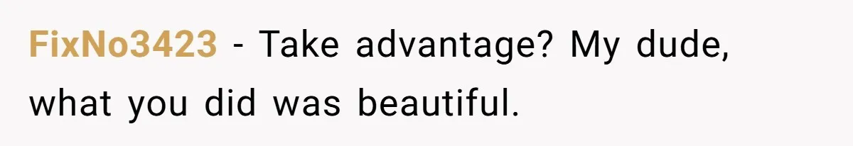 FixNo3423 − Take advantage? My dude, what you did was beautiful.