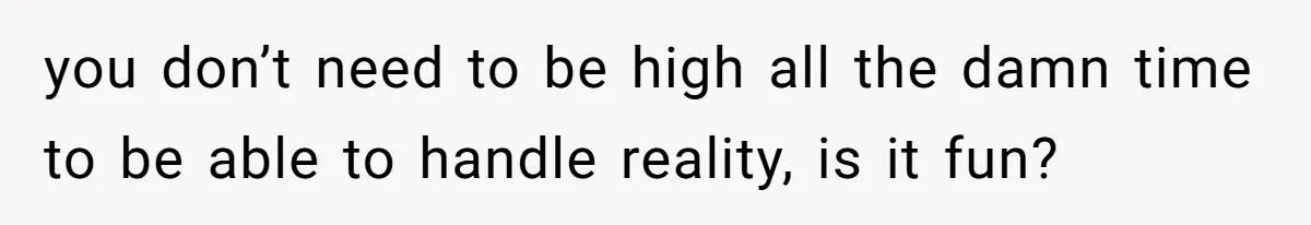 you don’t need to be high all the damn time to be able to handle reality, is it fun?