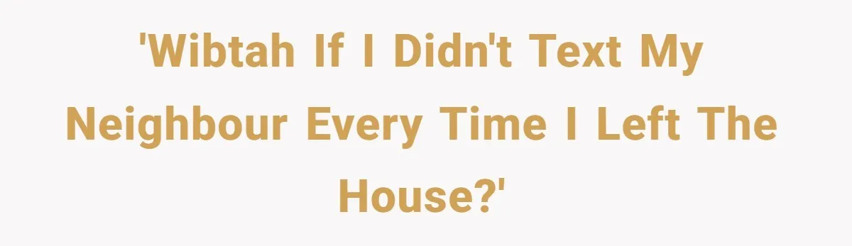 'WIBTAH if I didn't text my neighbour every time I left the house?'
