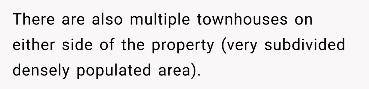 There are also multiple townhouses on either side of the property (very subdivided densely populated area).