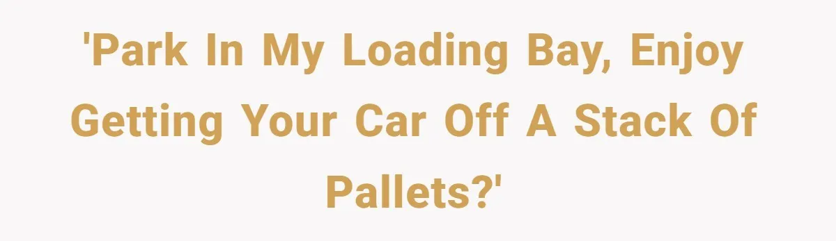 'Park in my loading bay, Enjoy getting your car off a stack of pallets?'