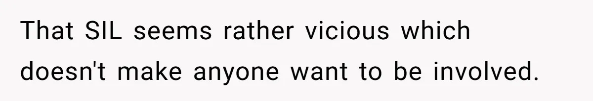 That SIL seems rather vicious which doesn't make anyone want to be involved.
