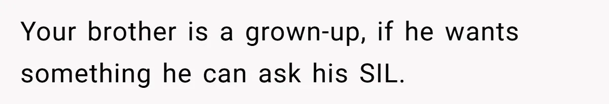Your brother is a grown-up, if he wants something he can ask his SIL.