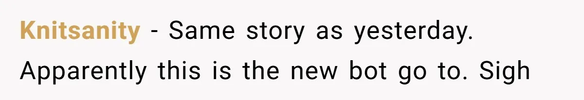 Knitsanity − Same story as yesterday. Apparently this is the new bot go to. Sigh