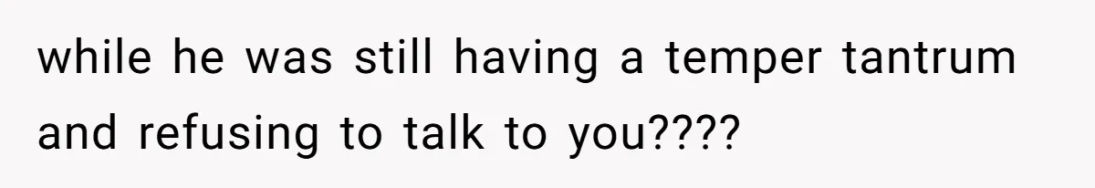 while he was still having a temper tantrum and refusing to talk to you????