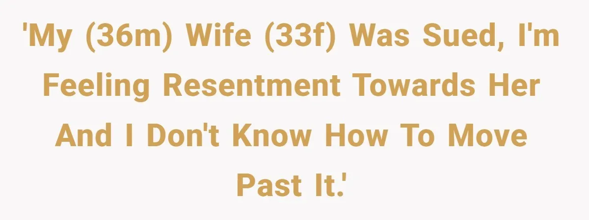 'My (36m) wife (33f) was sued, I'm feeling resentment towards her and I don't know how to move past it.'