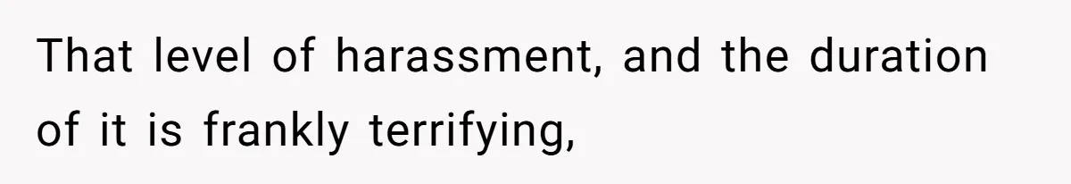 That level of harassment, and the duration of it is frankly terrifying,