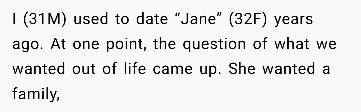 He Told a Little Girl He Wasn't Her Dad. What Happened Next Left Him Questioning Everything. I (31M) used to date “Jane” (32F) years ago. At one point, the question of what we wanted out of life came up. She wanted a family,