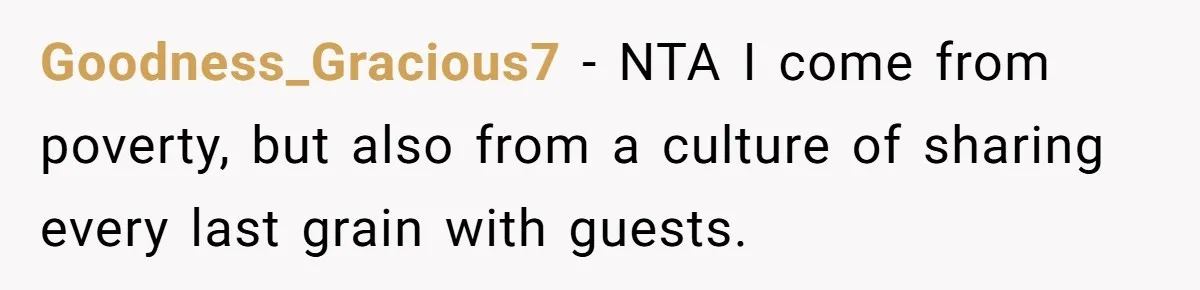 He Stopped His Niece From Serving Herself at Dinner, Now the Entire Family Thinks He’s the Villain Goodness_Gracious7 − NTA I come from poverty, but also from a culture of sharing every last grain with guests.