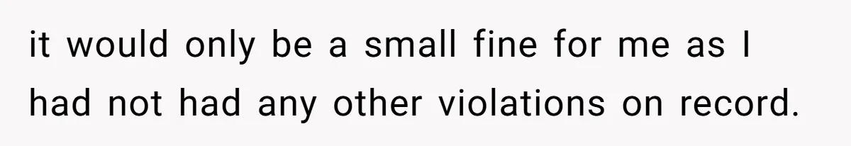 it would only be a small fine for me as I had not had any other violations on record.