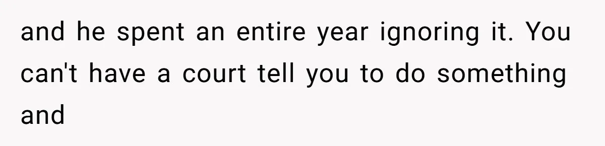 and he spent an entire year ignoring it. You can't have a court tell you to do something and