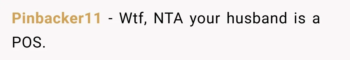 Pinbacker11 − Wtf, NTA your husband is a POS.