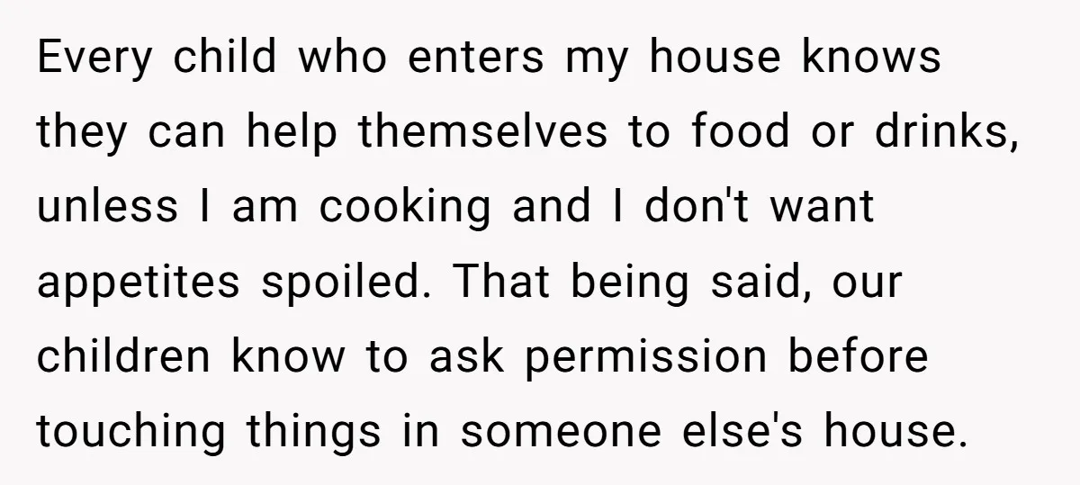 He Demanded Everyone Respect His House Rules, Then Got Furious When His Brother-in-Law Did the Same Every child who enters my house knows they can help themselves to food or drinks, unless I am cooking and I don't want appetites spoiled. That being said, our children...