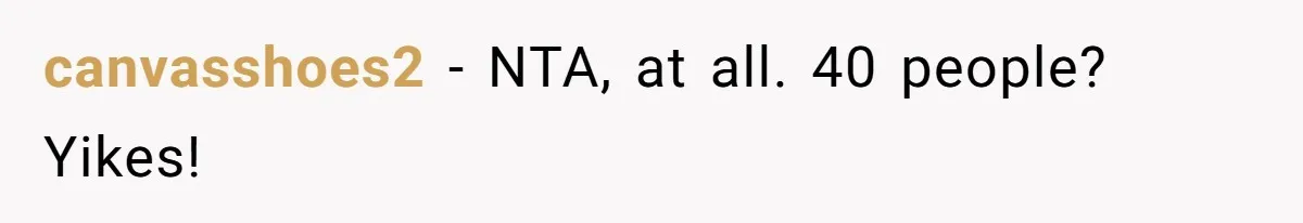 canvasshoes2 − NTA, at all. 40 people? Yikes!