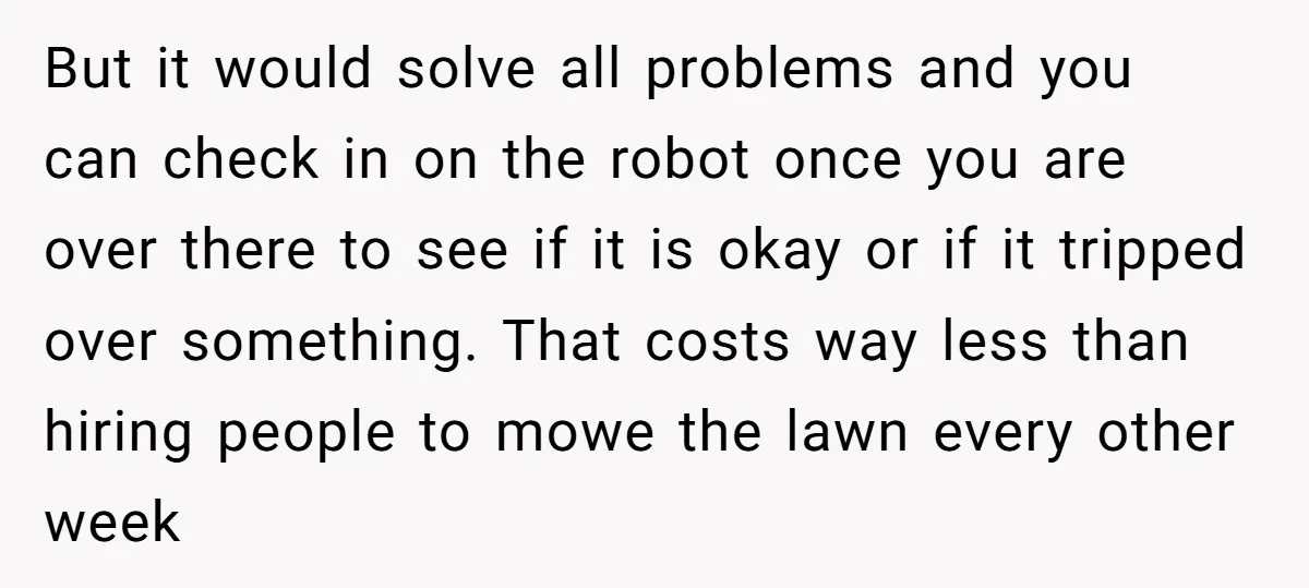 But it would solve all problems and you can check in on the robot once you are over there to see if it is okay or if it tripped over...