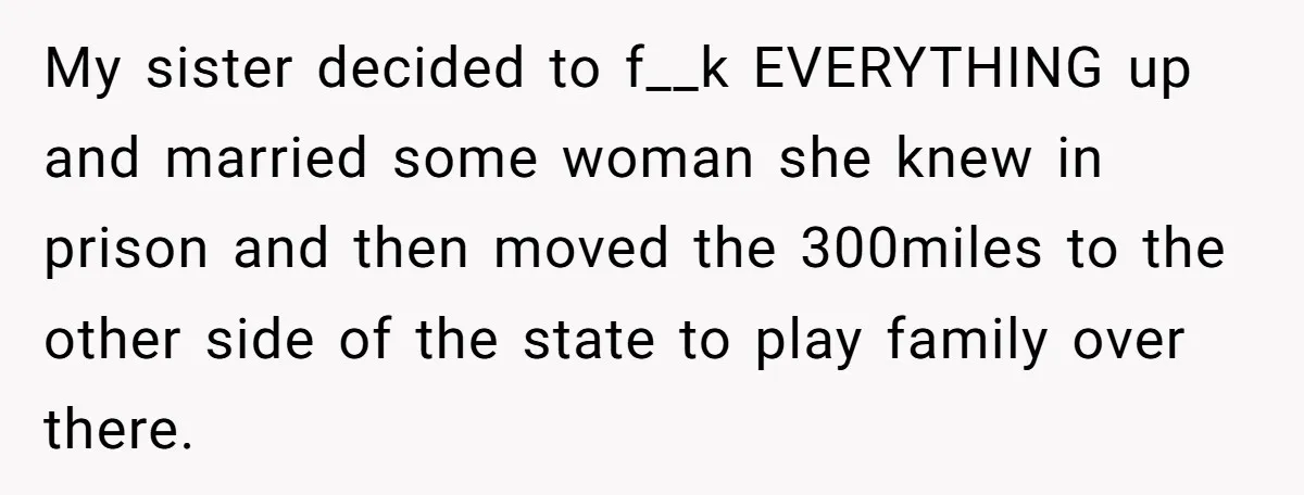 Her Sister Wanted Updates About the Daughter She Abandoned, but One Aunt Refused to Betray the Child’s Trust My sister decided to f__k EVERYTHING up and married some woman she knew in prison and then moved the 300miles to the other side of the state to play family...