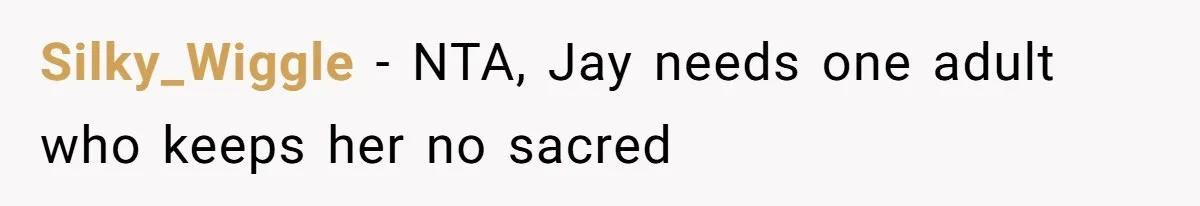 Her Sister Wanted Updates About the Daughter She Abandoned, but One Aunt Refused to Betray the Child’s Trust Silky_Wiggle − NTA, Jay needs one adult who keeps her no sacred