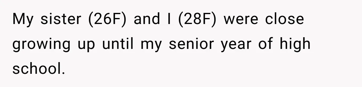 My sister (26F) and I (28F) were close growing up until my senior year of high school.