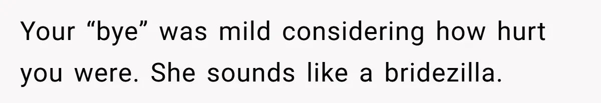 Woman Spent $1000 To Be Her Pregnant Sister’s Bridesmaid — Got Ignored And Humiliated The Entire Day Your “bye” was mild considering how hurt you were. She sounds like a bridezilla.