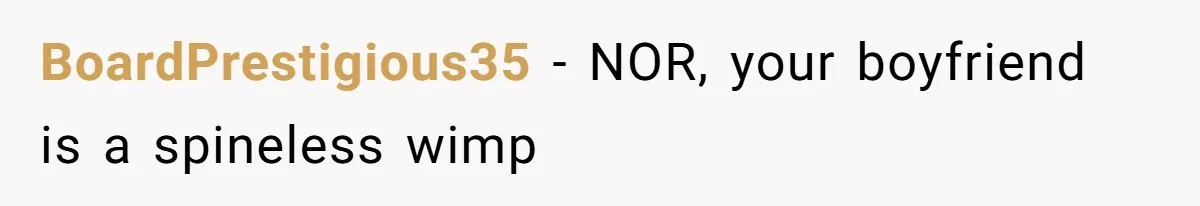 BoardPrestigious35 − NOR, your boyfriend is a spineless wimp